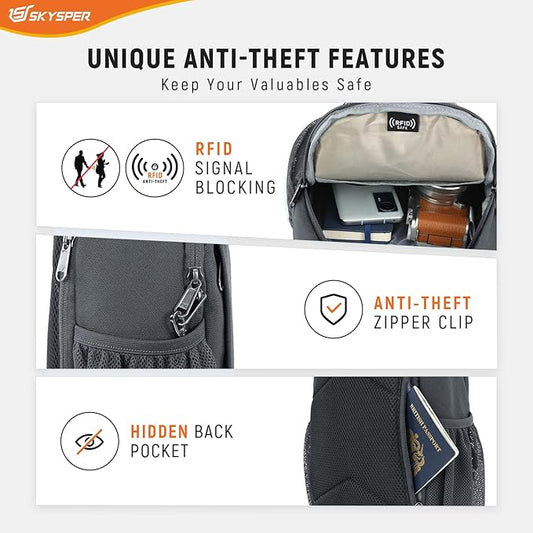 SKYSPER Sling Bag RFID Cross Body Bag Recycled Crossbody Backpack Travel Daypack