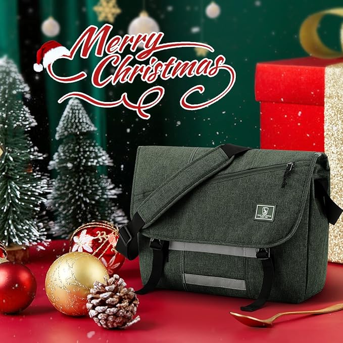 OIWAS Messenger Bag for Men, 15.6 Inch Laptop Crossbody Bags Women Casual Satchel Shoulder Bag College Travel Office Briefcase (15.6 Inch, Dark Green)