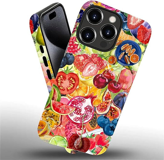 Case for iPhone 15 Pro Max,Summer Fruit Collage for Woman Men Full Body Protective Cover Shockproof 2 in 1 Silicone + Hard PC Case for iPhone 15 Pro Max
