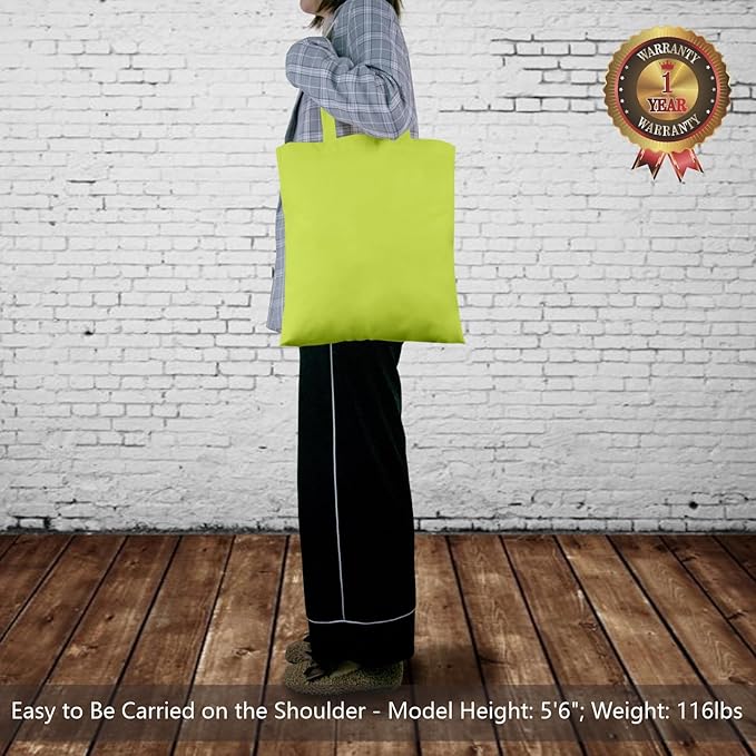 TOPDesign 24-Pack Economical 16"x15" Apple Green Cotton Tote Bag, Lightweight Medium Reusable Grocery Shopping Cloth Bags, Suitable for DIY, Advertising, Promotion, Gift, Activity