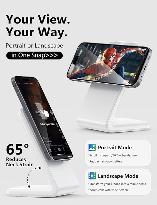 Mag.Safe Charger - iPhone Charger Stand, Magnetic Fast Wireless Charger for iPhone 17/16/15/14/13/12 Series - White