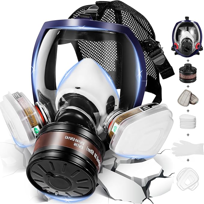 Gas Masks Survival Nuclear and Chemical - Reusable Full Face Respirator Gas Mask with Activated Carbon Filter