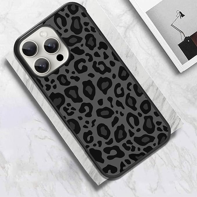 KANGHAR Case Compatible with iPhone 16 Pro Max,Black Leopard Design,Tire Texture Non-Slip +Shockproof Rugged TPU Protective Case for iPhone 16 Pro Max 6.9 Inch