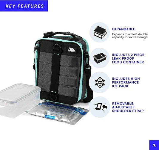 Arctic Zone Ultimate Expandable Insulated Lunch Box, Dual Compartment Insulated - Gray