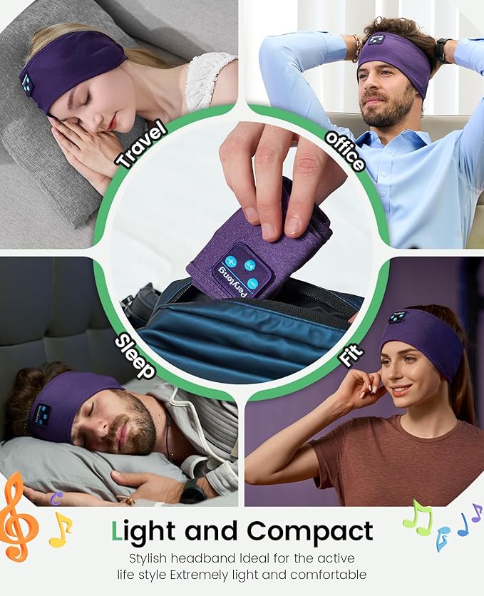 Perytong Sleep Headphones Sleeping Bluetooth Headband, Soft Headphone Band with Ultra-Thin Speakers Perfect for Side Sleepers, Running, Workout, Jogging, Yoga, Insomnia Cool Gadgets
