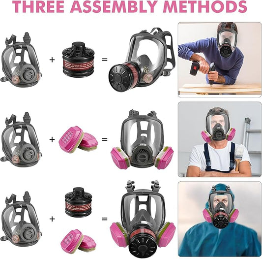 Gas Masks Survival Nuclear and Chemical, Full Face Gas Mask with Activated Carbon Filter