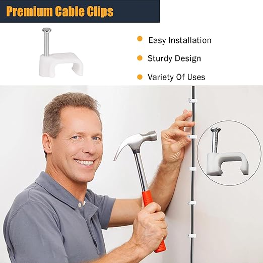 25FT Telephone Extension Cord Cable, Landline Phone Line Wire with RJ11 6P4C Plugs, Includes Cable Clips - White - 2 Pack