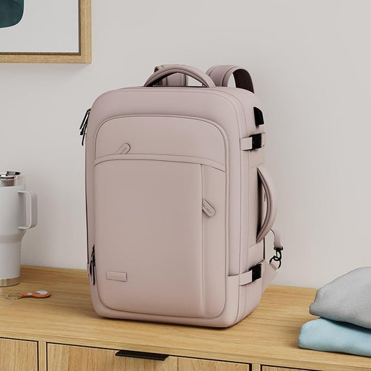 Carry on Travel Backpacks, Extra Large 40L Flight Approved Bag for Men & Women,Expandable Suitcase Backpack With 4 Packing Cubes,Water Resistant Luggage Daypack Business Weekender Bag,Pink