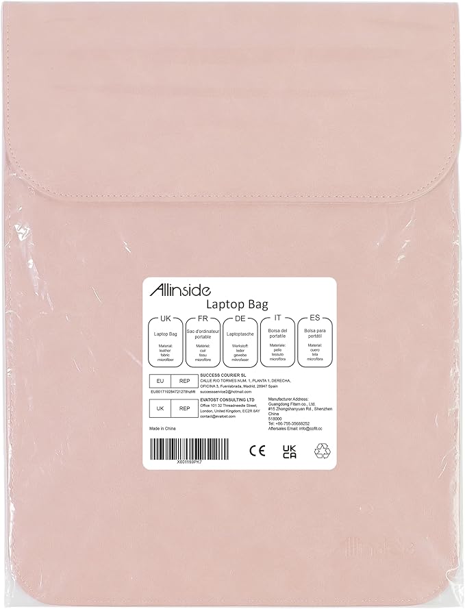 Allinside 13 inch Laptop Sleeve Case for MacBook Air 13 2018-2025/MacBook Pro 13 2016-2022, Waterproof PU Leather Laptop Sleeve Bag Protective Vertical Case Cover, Pink