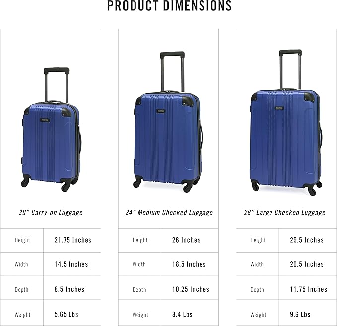 Kenneth Cole REACTION Out of Bounds Lightweight Hardshell 4-Wheel Spinner Luggage, Cobalt Blue, 2-Piece Set (20" & 28")