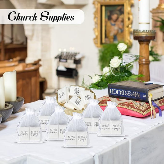 Therwen 100 Pack Pocket Tissues Travel Packs Bulk 1000 Sheet Mini Tissues Bulk 3 Ply Small Travel Size Paper Individual Pocket Size (Church Theme)