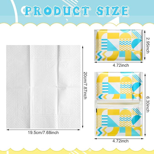 24 Packs Travel Size Tissue Pocket Slim Pack Facial 3 Ply Wallet Size Pocket Tissues for Travel Wedding Party Favors, 6 Styles(Cute Geometric)