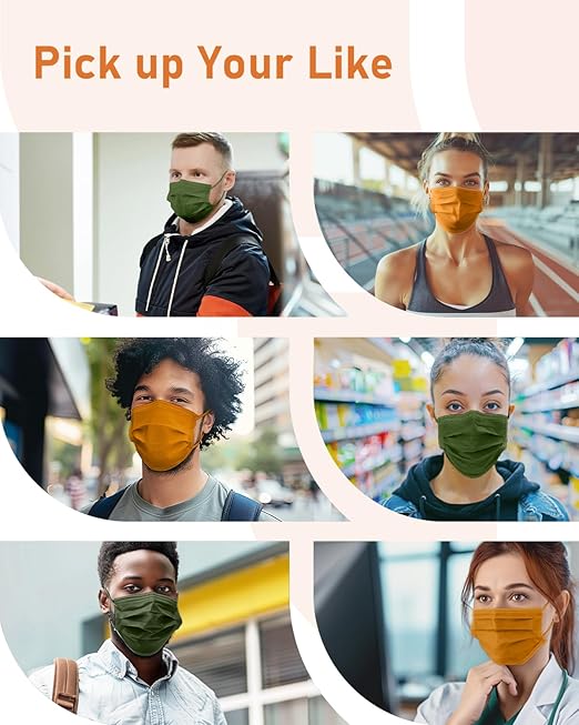 Face Masks Disposable 100 Pack, 4 Ply ASTM Level 3 Medical Grade, Breathable for Adult Outdoor Protection, Individually Wrapped for Home, School & Office, Golden Grove