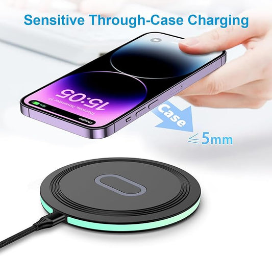 for Samsung Fast Wireless Charger Pad, 2 Pack 15W Wireless Charging Pad Fast Charging Station for Samsung Galaxy S25 Edge S24 FE S23+ S22 S21 Note 20, iPhone 16 15 14 13 Pro Max, Pixel 10 Pro 10 9 9a
