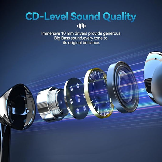 Monster N-Lite Clear Talk Wireless Earbuds, IPX8 Waterproof Earphones, Bluetooth 5.3 Headphones with CVC 8.0 Noise Reduction, Fast Charging for Sport