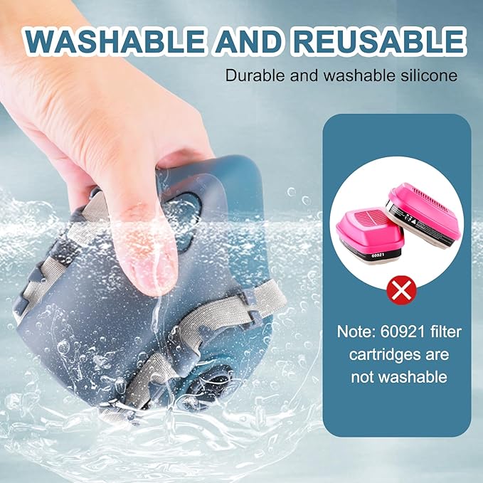 Respirator Mask with 60921 Filters, Respirator Mask for Chemicals, Gas Mask Widely Used in Paint, Dust, Chemical, Resin Epoxy, Woodworking, Organic Vapor Gas, Machine Polishing (Without Goggle)