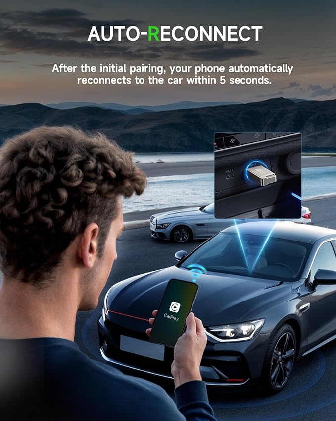 Spedal Wierless CarPlay Adapter for iPhone and Android, Mini CarPlay Wierless Adapter -2in1 CarPlay Design, Fast Pairing,Stable Car Control & No Delay, USB & Type-C Extension Cable Included