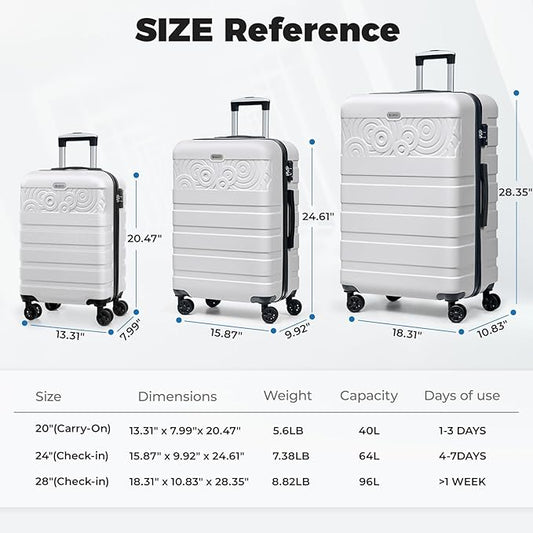 Krute Luggage 28 Inch Suitcase With Spinner Wheels Large Suitcases Lightweight Hard Shell PC ABS TSA Lock Checked Luggages
