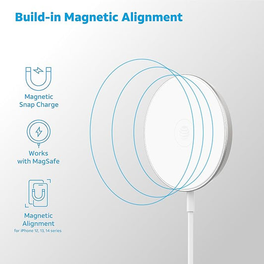 AT&T Professional Series 15W Wireless Charging Pad White Premium Magnetic Fast Charging Universal Device Compatibility Qi Certified Technology
