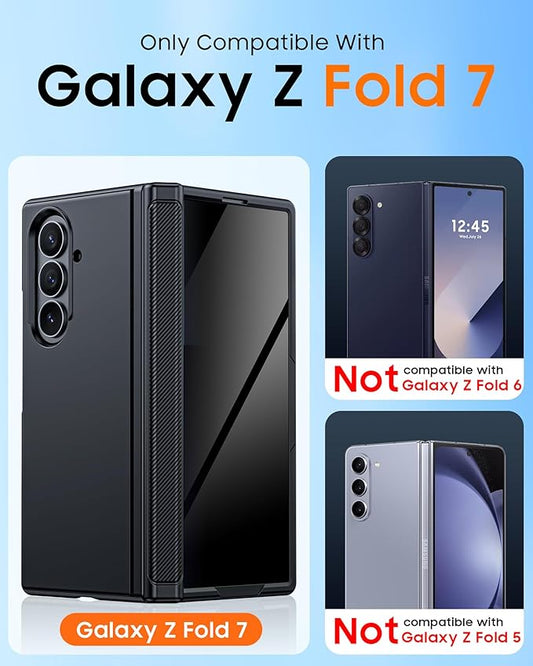 CENMASO Magnetic for Samsung Galaxy Z Fold 7 Case with Stand, Fit for Magsafe, Hinge Protection, Privacy Screen Protector, Built-in Hidden Kickstand, Shockproof Phone Case for Galaxy Z Fold 7-Black
