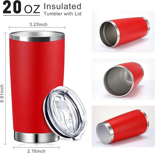 Sieral 36 Packs Stainless Steel Tumbler Bulk with Lid Vacuum Double Wall Insulated Travel Coffee Mug Powder Coated Tumbler Cup for Graduation Wedding Christmas Birthday Party(Red, 20 oz)