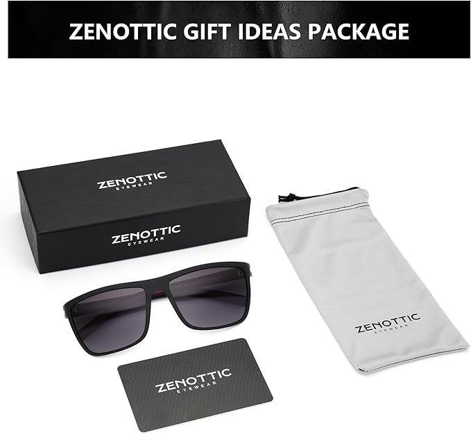 ZENOTTIC Polarized Sunglasses for Men Lightweight TR90 Frame UV400 Protection Square Sun Glasses