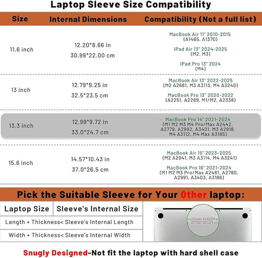 Allinside 13-13.3 inch Laptop Sleeve Case for MacBook Pro 14 2021-2024/MacBook Air 13 2010-2017/MacBook Pro 13 2010-2015, Waterproof PU Leather Laptop Sleeve Bag Protective Vertical Case Cover, Brown