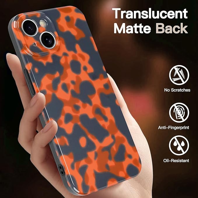 Phone Case for iPhone 14 Case Rusty Tortoiseshell Print TPU Slim Phone Cover for Women Girls Grily Brown Shockproof Phone Cover for iPhone 14, Tortoise Print