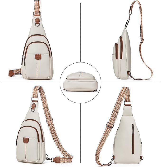 Womens Sling Bag Crossbody Bags for Women Vegan Leather Sling Backpack Daypack Fanny Pack Crossbody Purse Travel