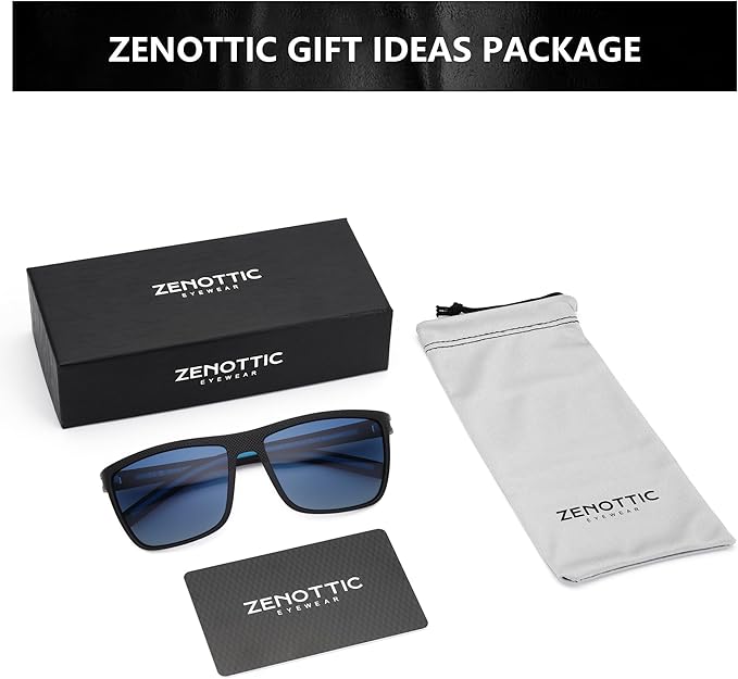 ZENOTTIC Polarized Sunglasses for Men Lightweight TR90 Frame UV400 Protection Square Sun Glasses