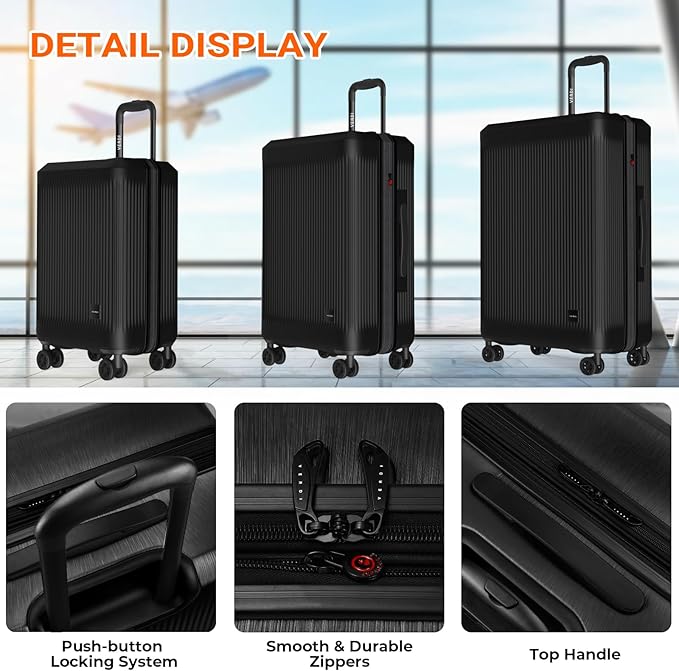 Verdi Hardside Carry On Luggage with Spinner Wheels, Lightweight Travel Suitcase