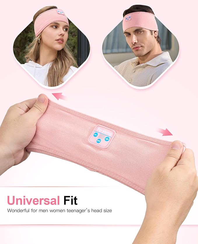 Perytong Sleep Headphones - Headband Headphones - Bluetooth Headband Sleeping Headphones for Side Sleeper, Elastic Music Headphone Band Cozy ASMR Wireless Eye Mask Tech Gadgets Gifts for Women Men