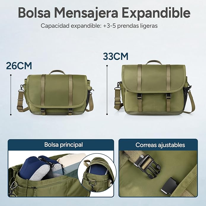 Expandable Messenger Bag Fit 16" Laptop for Men Women Work College Office Computer