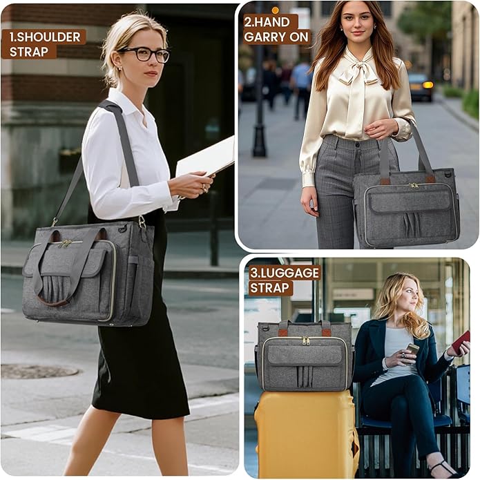 RAINSMORE Teacher Tote Bag 15.6 inch Laptop Bag for Women Work Bags Nurse Bag Lightweight Laptop Tote Computer Briefcase