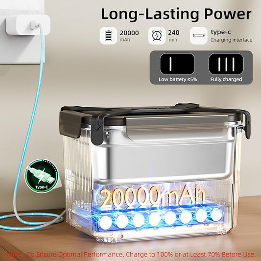 Cordless Electric Lunch Box for Adults, Heated Lunch Box 20000 mAh Battery Powered with Automatic Heating, 1.2L Portable Food Warmer, BPA Free