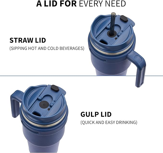 ALOUFEA 20 oz Insulated Coffee Mug Tumbler with Handle, Stainless Steel Travel Mug Tumbler with Lid and Straw,Double Wall Vacuum Leak Proof Ice Coffee Thermal Cup, Army Green