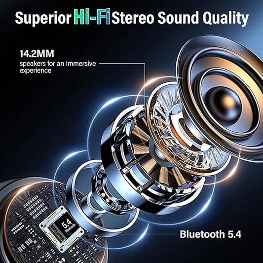 Wireless Earbuds, Bluetooth 5.4 Headphones with Multifunction Touch Screen, 48H Deep Bass Stereo Ear Buds, ANC/ENC Noise Cancelling, Transparency Mode, IPX7 Bluetooth Earbuds, 5 EQ Modes, Black