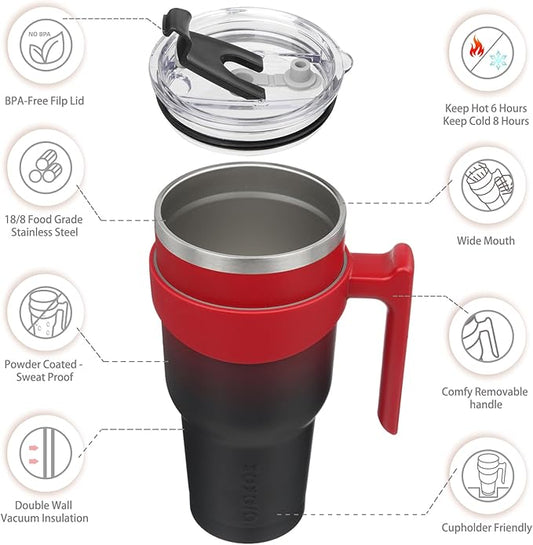 BJPKPK 40oz Stainless Steel Double Wall Insulated Tumbler With Handle And Straw Lid,Blood Moon