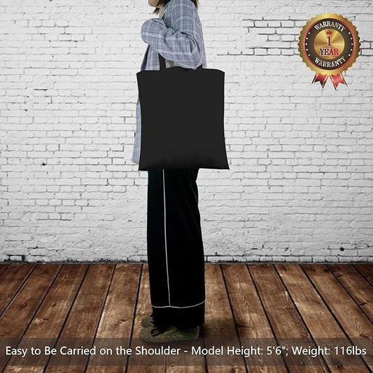 TOPDesign 6-Pack Economical 16"x15" Black Cotton Tote Bag, Lightweight Medium Reusable Grocery Shopping Cloth Bags, Suitable for DIY, Advertising, Promotion, Gift, Activity