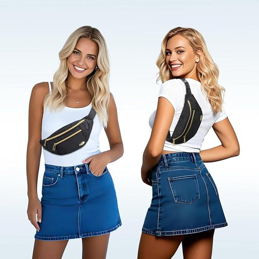 Entchin Fanny Pack for Women Men,Crossbody Belt Bag with 4-Zipper Pockets,Adjustable Waist Bag Pack,One of the Most Popular Travel Essential Gifts for Walking,Traveling,Cycling