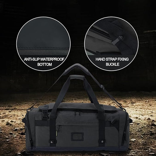 Large Duffle Bag for Travel - Men & Women, Foldable Gym Duffle Backpack, Heavy Duty Tactical Military Canvas Duffel Bags, Extra Big Carry On with Shoe Pockets, Waterproof (80L/103L)