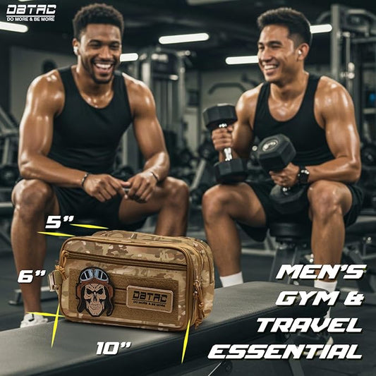 DBTAC Tactical Toiletry Bag w/Electronic Organizer Compartment | Dry/Wet Separate Hygiene Bag, Expanded Travel Dopp Kit Shaving Kit Travel shower Bag for Men (CP Camo)