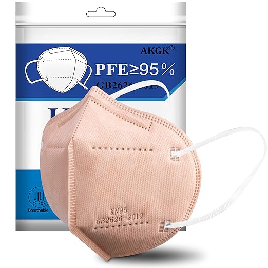 akgk KN95 Face Mask 50 PCS, Breathable Protection Masks, 5-Ply KN95 Pink Masks, Cup Dust Safety Masks