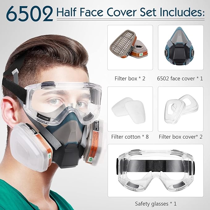 Gas Masks Survival Nuclear and Chemical, Full Face Gas Mask with Activated Carbon Filter