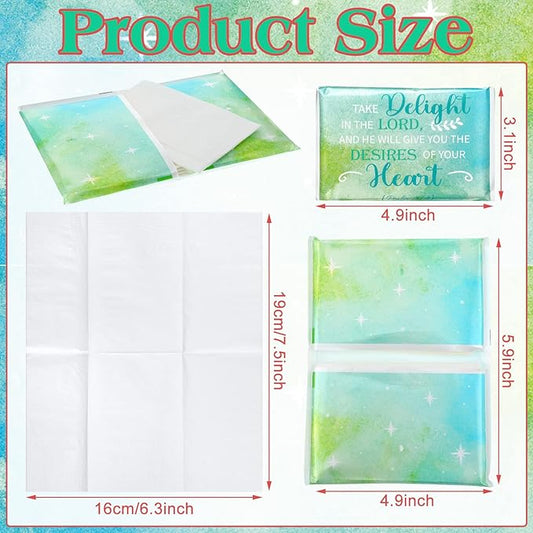 24 Packs Travel Size Tissue Pocket Slim Pack Facial 3 Ply Wallet Size Pocket Tissues for Travel Wedding Party Favors, 6 Styles(Inspirational)