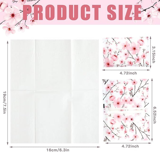 Geyee 50 Packs Facial Tissue Travel Packs Disposable Pocket Tissues for Wedding Guest Travel School Purse Home Supplies, 500 Sheets 3 Ply(Cherry Blossoms)