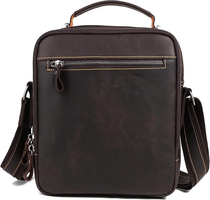 Genuine Leather Small Messenger Bag for Men Vintage Shoulder Crossbody Bags for Work Business Travel