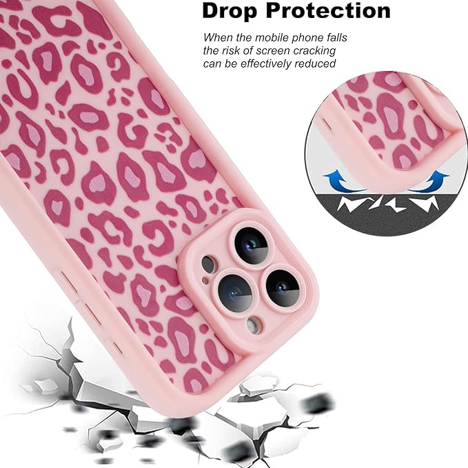 KANGHAR Case for iPhone 16 Pro Leopard Printed Pattern Cute Cheetah Phone Case Soft TPU Shockproof Protective Cover for iPhone 16 Pro 6.3 Inch Pink