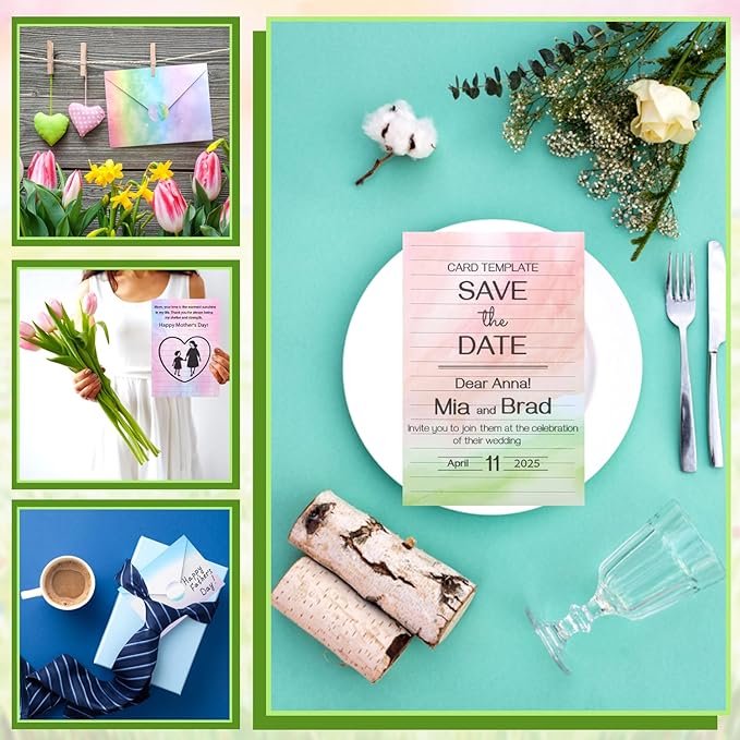 160 Pcs Stationery Paper Set Including 50 Matching Envelopes 50 One Side Stationery Writing Papers 60 Round Dot Sticker for School Office Supplies,10 Designs, 5.5 x 8.25 Inch(Watercolor Wash)