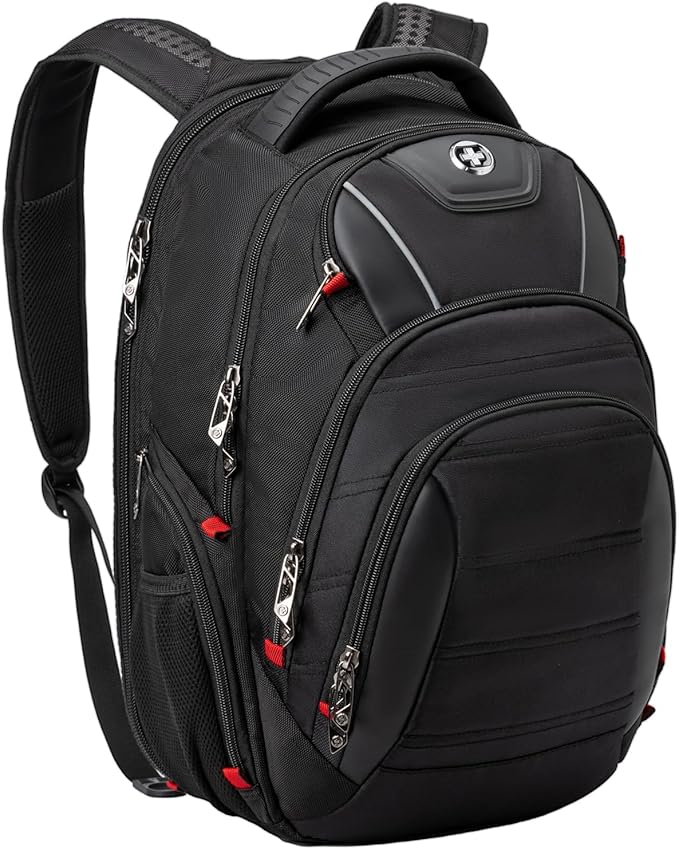 Travel Backpack For Men, Business Laptop Backpack With USB Charging Port, Fits 15.6" Computer, Black